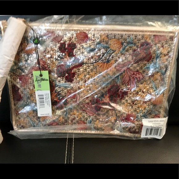 Sam Edelman Zip Tassel Pouch Rose Gold Tapestry - Picture 1 of 7